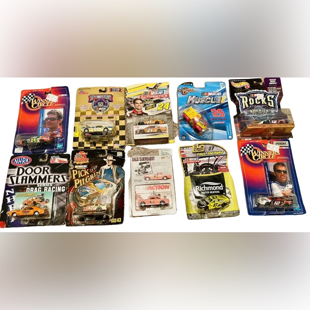 Lot Of 10 NASCAR/NHRA Diecast 1:64 Cars Vintage Racing Dale Earnhardt John Wayne